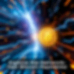 Visual showing fast Bitcoin payments through the Lightning Network with digital money icons and speed lines