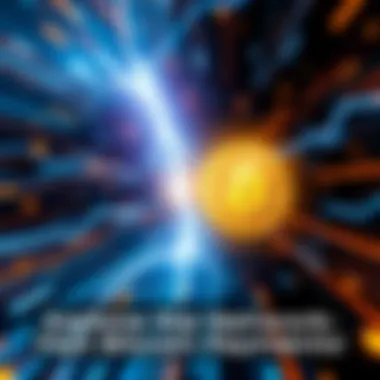 Visual showing fast Bitcoin payments through the Lightning Network with digital money icons and speed lines