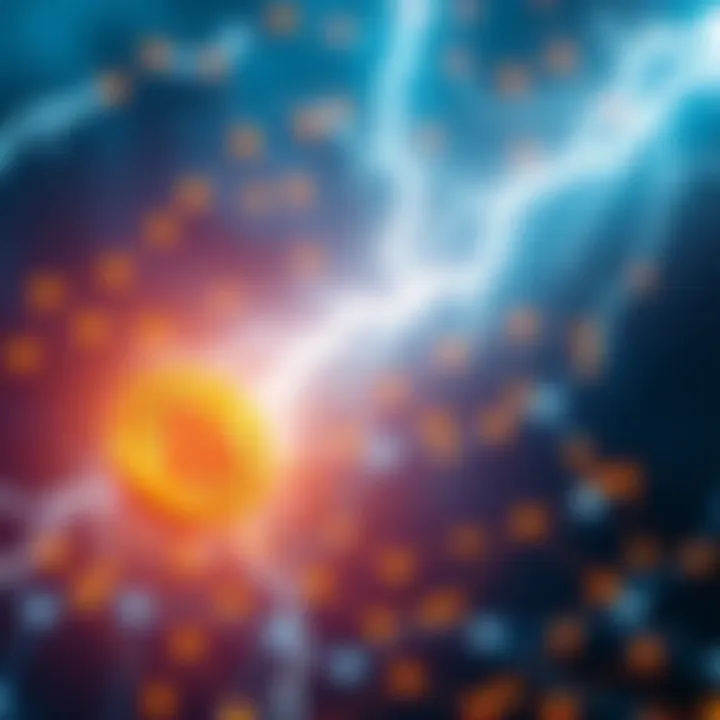 Visual representation of the Lightning Network showing fast Bitcoin transactions and connections between users