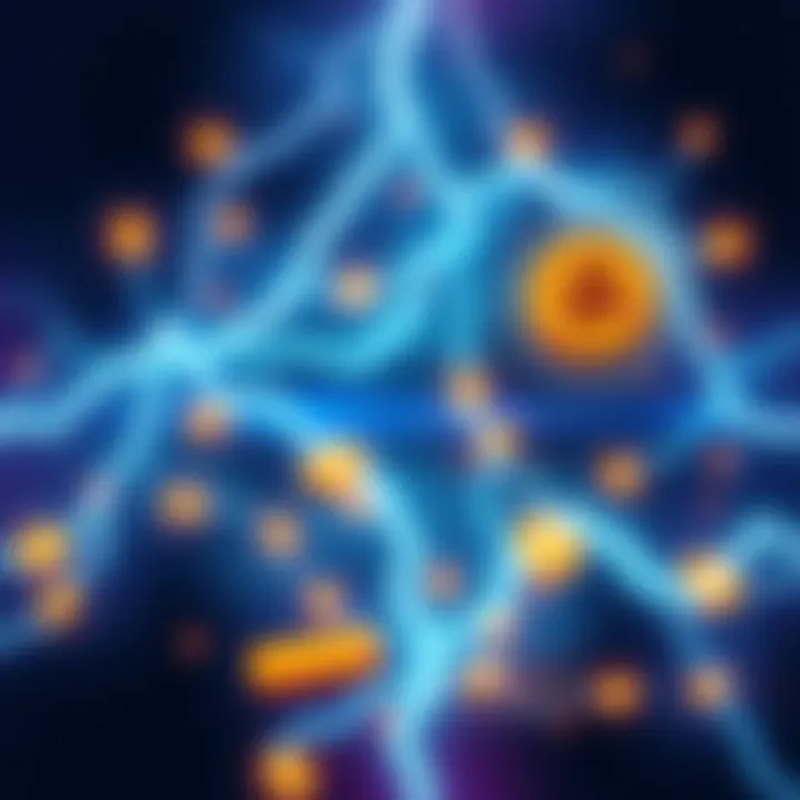 A visual representation of the Lightning Network with fast Bitcoin transactions and payment symbols