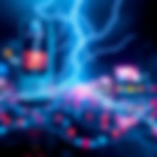 A graphic showing the transfer of Lightning nodes to on-chain wallets with digital assets being moved securely.