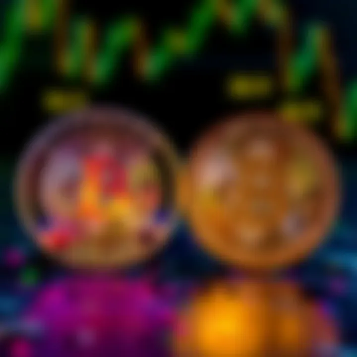 A visual comparison of Litecoin and Bitcoin logos with data limit symbols, showing the relationship between the two cryptocurrencies.