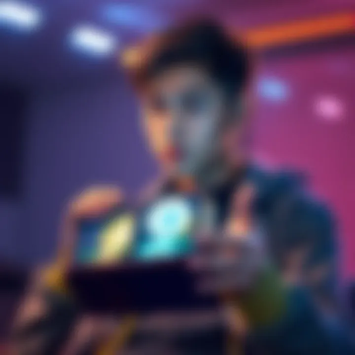 A thoughtful young individual contemplating cryptocurrency options with a digital wallet open, showcasing Litecoins.