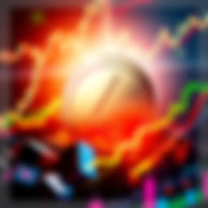 A graphic depicting the Litecoin logo with rising price charts and a brightening background to symbolize growth potential in the cryptocurrency market.