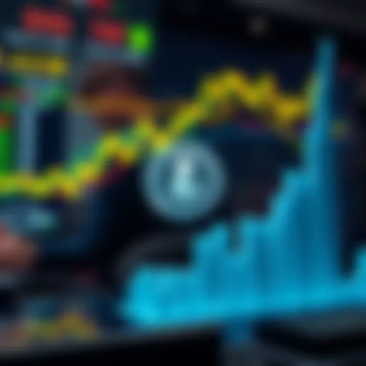 Chart showing upward trend of Litecoin prices with traders discussing strategies.