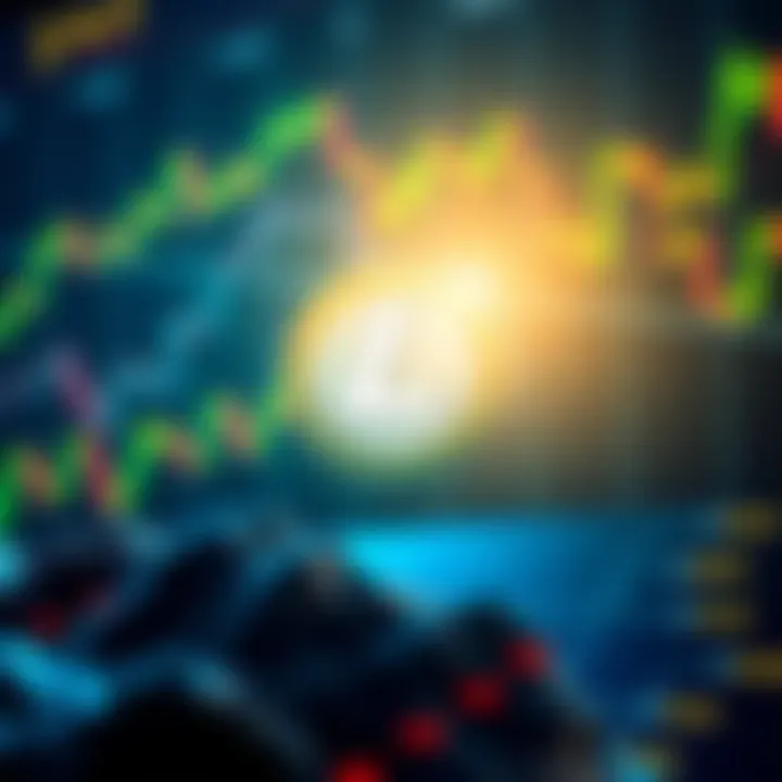 A graphic showing the upward trend of Litecoin's popularity with a digital coin and market charts in the background.