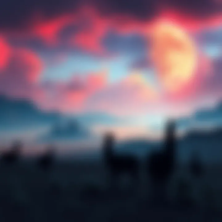 A digital artwork depicting a desolate landscape of the Llamaverse, with fading colors and silhouettes of llamas symbolizing decline, capturing the sentiment of lost vibrancy.