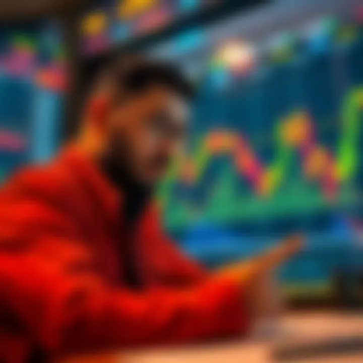 Individual looking at financial charts and pondering a loan decision to invest during a market dip