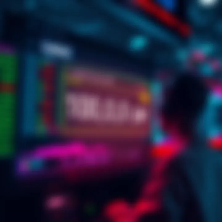 A digital representation of the Lobstr exchange interface showing a limit on XLM transactions, with a concerned trader looking at the screen.