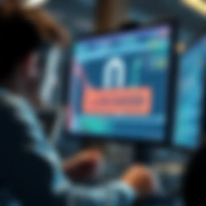 A frustrated trader looking at a computer screen displaying a locked account message, expressing concern over access to their funds.