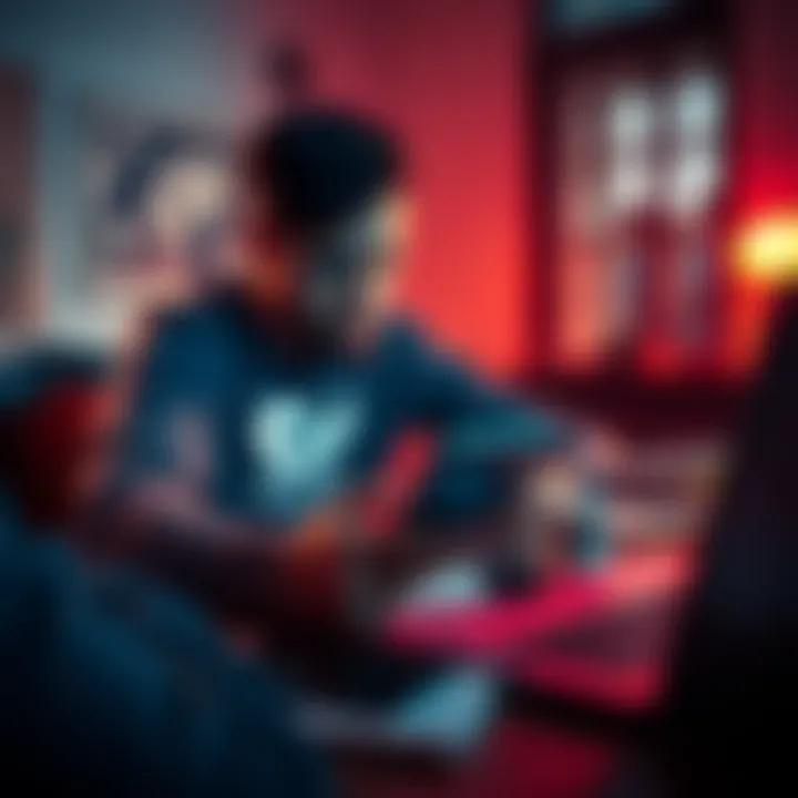 A frustrated person looking at their phone with the Revolut logo displayed, symbolizing a blocked account, sitting at a table surrounded by unpaid bills and a laptop.