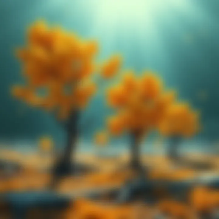 A sad scene showing empty spots where golden trees once thrived in a game interface after the update.