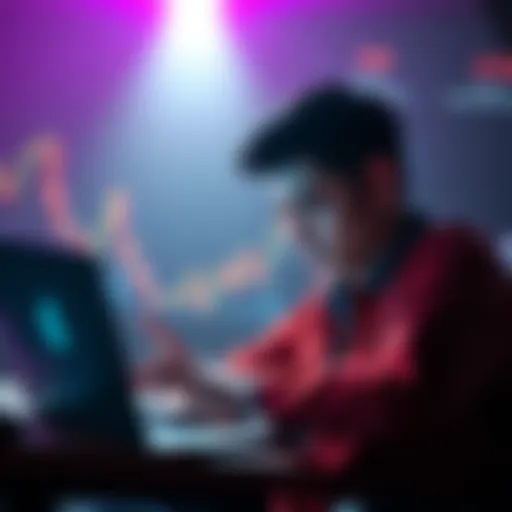 A person looks worried while checking their Stake account on a laptop, reflecting the stress of losing money.