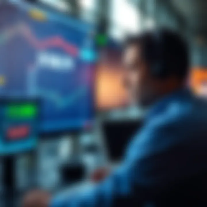 A trader looking disappointed at a computer screen displaying minimal profit figures