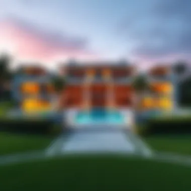 Luxury mansion La Fin Exterior view of the luxurious mansion named La Fin, featuring a modern design and beautiful landscaping.
