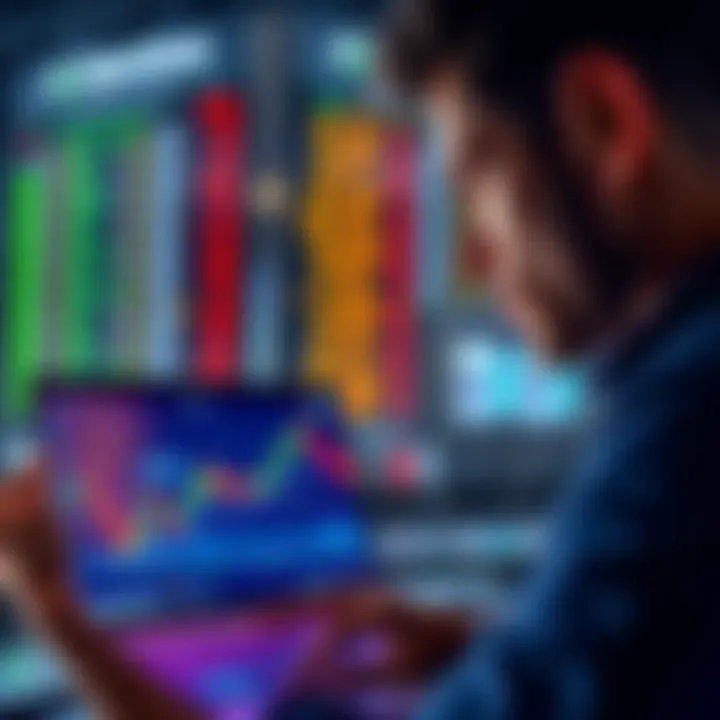 Man looking at cryptocurrency prices A person checking Solana prices on a laptop screen showing Gemini's trading platform