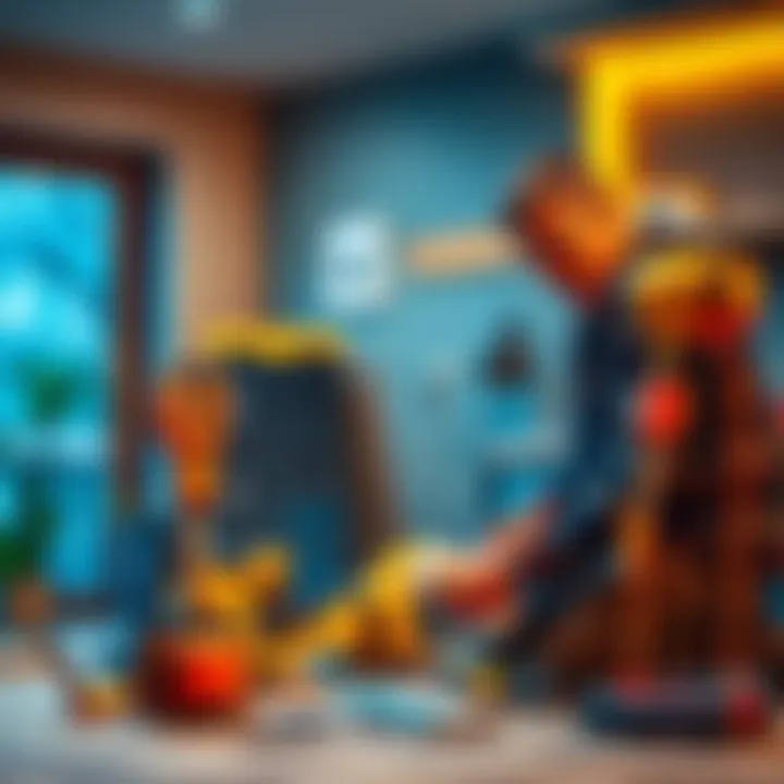 A man works on renovating his home after selling Bitcoin, showcasing tools and construction materials.
