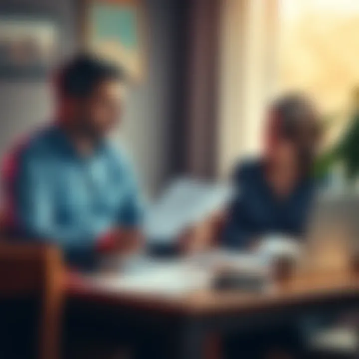 A man sitting at a table with papers and a laptop, discussing a significant financial loss with his concerned wife.