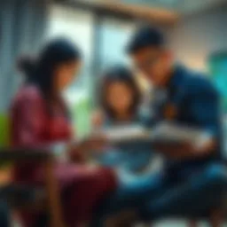 Family discussing the sale of a house in Jakarta, looking over papers and budgeting