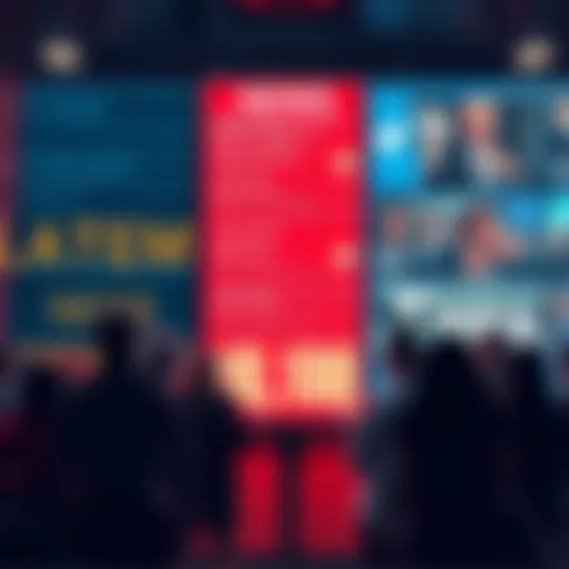 A group of people looking at a large screen displaying news headlines, appearing confused and questioning the information presented, symbolizing societal manipulation.