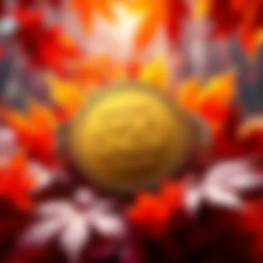 A vibrant image depicting Maple Syrup tokens against a backdrop of maple leaves, symbolizing a rise in value to $20.
