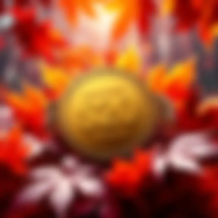 A vibrant image depicting Maple Syrup tokens against a backdrop of maple leaves, symbolizing a rise in value to $20.