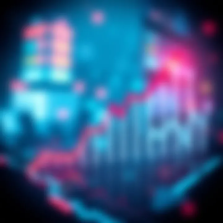 Graph showing a significant increase in market prices with arrows pointing upward