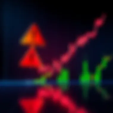Market Surge Alert Chart showing upward trend with warning sign for rug pull in cryptocurrency market