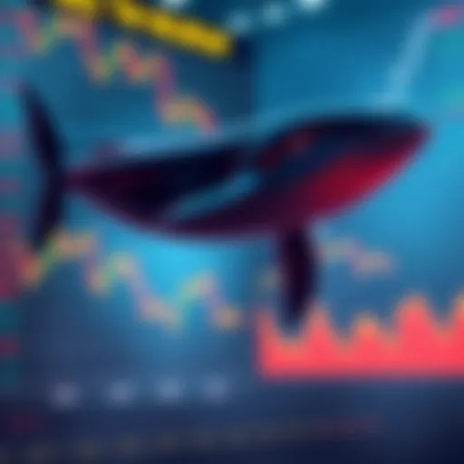 A large whale symbol representing a big market player selling assets, with charts showing a market downturn in the background.