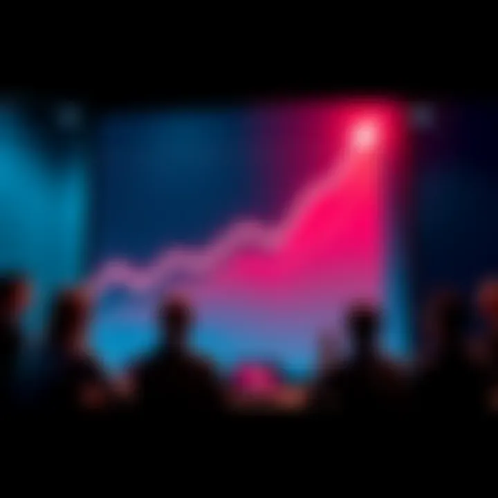 Graph showing rising market cap with people discussing its implications