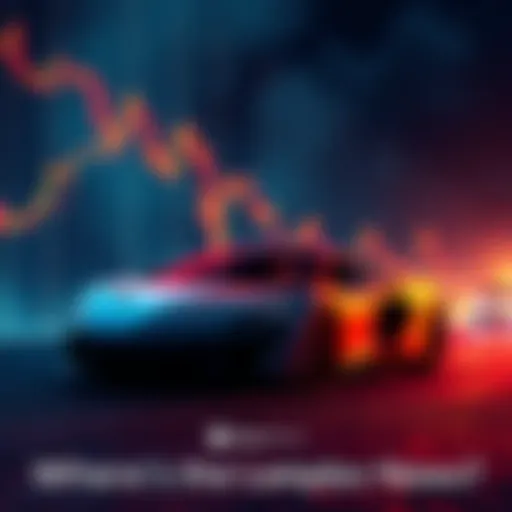 A graph showing a declining market trend with an outline of a luxury sports car in the background, representing fears about luxury assets.