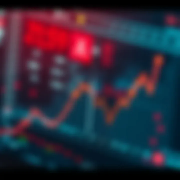 A graph showing a sharp decline in market prices with red indicators, symbolizing a significant trading crash.