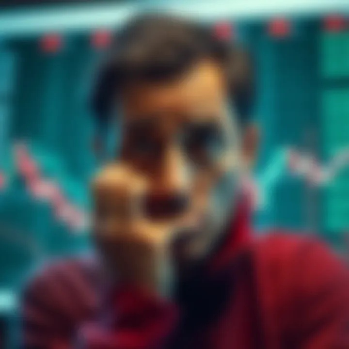 Market Decline Impact A worried person looking at a stock market graph showing a downward trend, symbolizing the financial stress after the market crash.