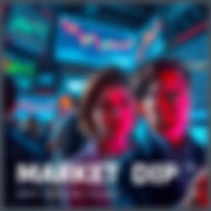 People looking concerned while watching stock market graphs on screens during a market decline.