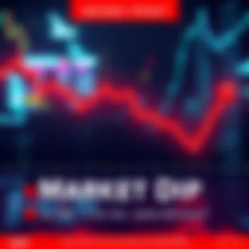 A graph showing a downward trend in market prices with arrows indicating decline and concern among investors.