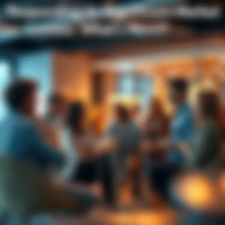 A group of people exchanging ideas and strategies about dealing with significant market losses in a casual setting