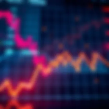Market Downturn Graph A downward trending graph showing market decline with cautionary symbols