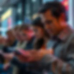 People looking concerned while checking their investment portfolios on mobile devices after the market decline.
