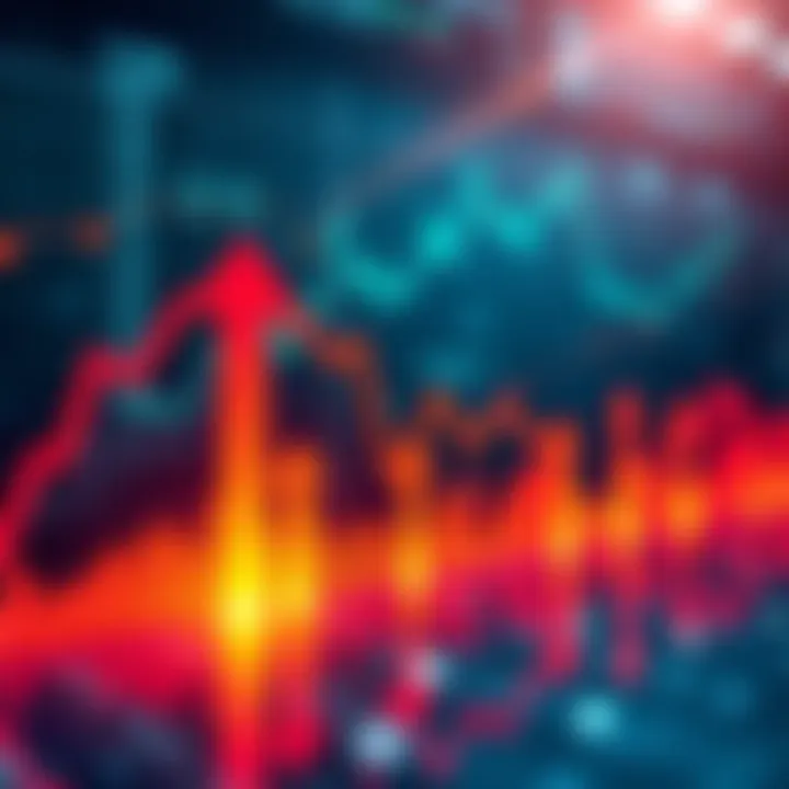 A graph showing sharp declines in financial markets with arrows pointing down, symbolizing significant liquidations and volatility.