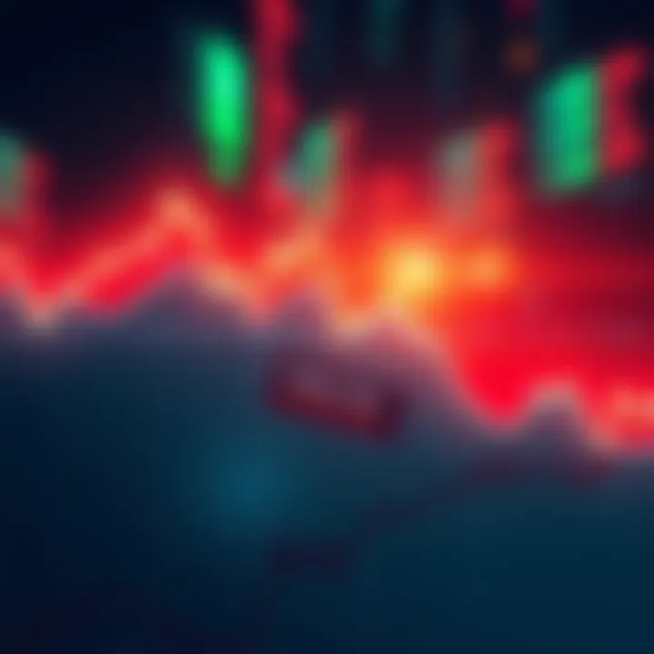 A graph depicting a downward trend in stock prices with highlighted area indicating the max pain zone for traders.