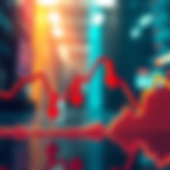 Graph showing a downward trend in market prices with bold arrows pointing downwards