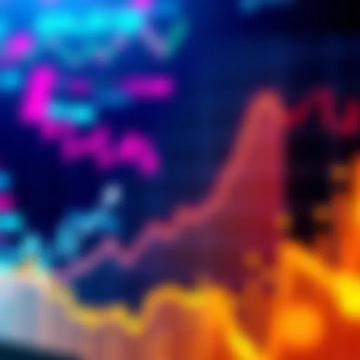 A graph showing rising market prices with upward arrows to indicate growth.