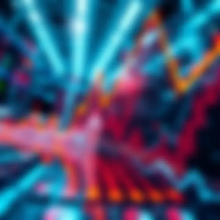 An abstract representation of market timing with upward trends and investor strategies.