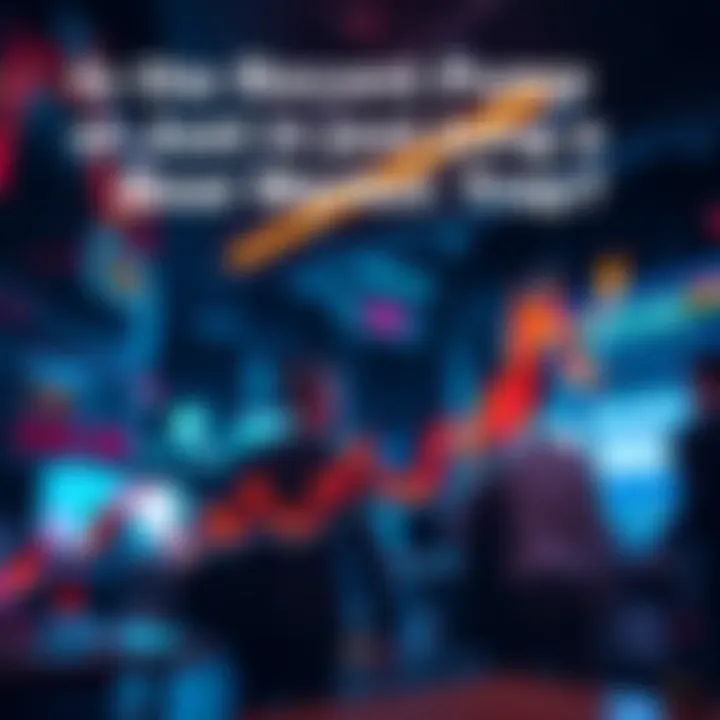 Graph showing recent price surge and market fluctuations with traders discussing strategies in the background.