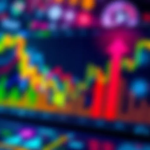Market Trend Charts Colorful charts showing market trends with upward and downward arrows, representing investment insights