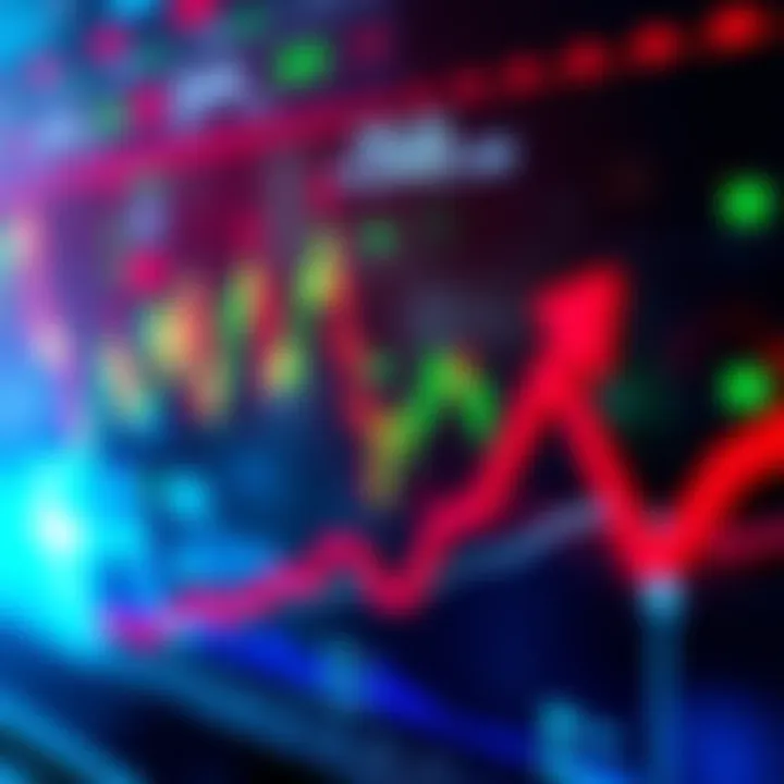 Market Trends A fluctuating stock chart with arrows indicating uncertainty in the market direction