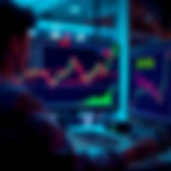 A person looking at stock market charts on a computer screen, analyzing market trends and predictions.