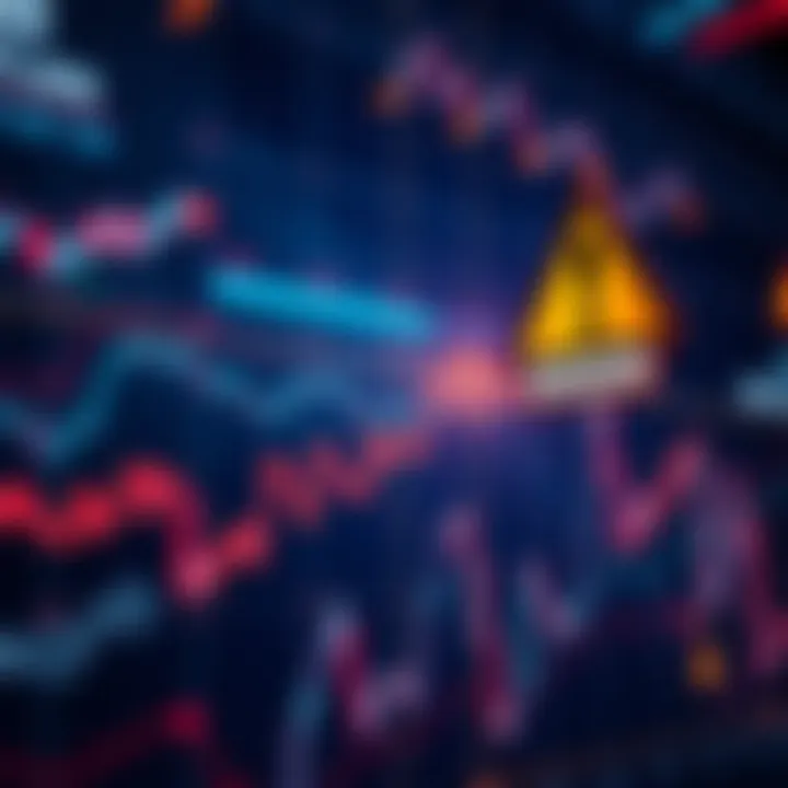Market Trends and Bull Trap A graph showing market trends with a warning sign for bull traps, illustrating economic shifts and investment awareness.