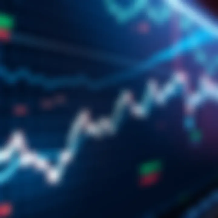 Market Uptrend A stock market chart showing an upward trend with fluctuating lines, indicating volatility and liquidity.