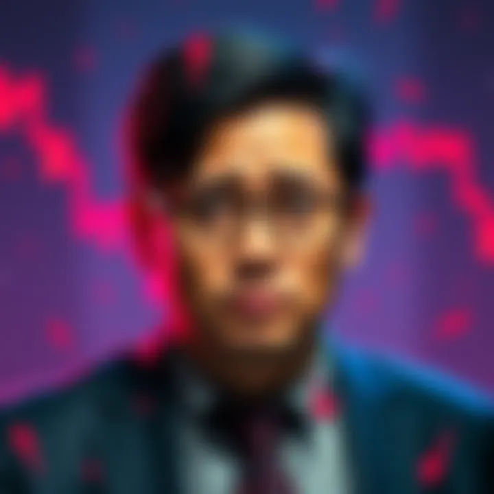Martin Shkreli and memecoins Martin Shkreli looking concerned with a graph showing a steep decline in memecoin value behind him
